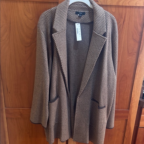 J. Crew Jackets & Blazers - J Crew NWT Brown Herringbone Women's sweater jacket